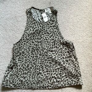Cloth & Stone Gray Leopard Print Tank Top